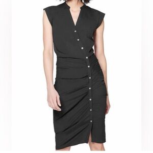 Veronica Beard Bell Ruched Black Sleeveless Button-Down Dress - Rare size 20!